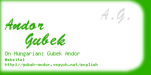 andor gubek business card